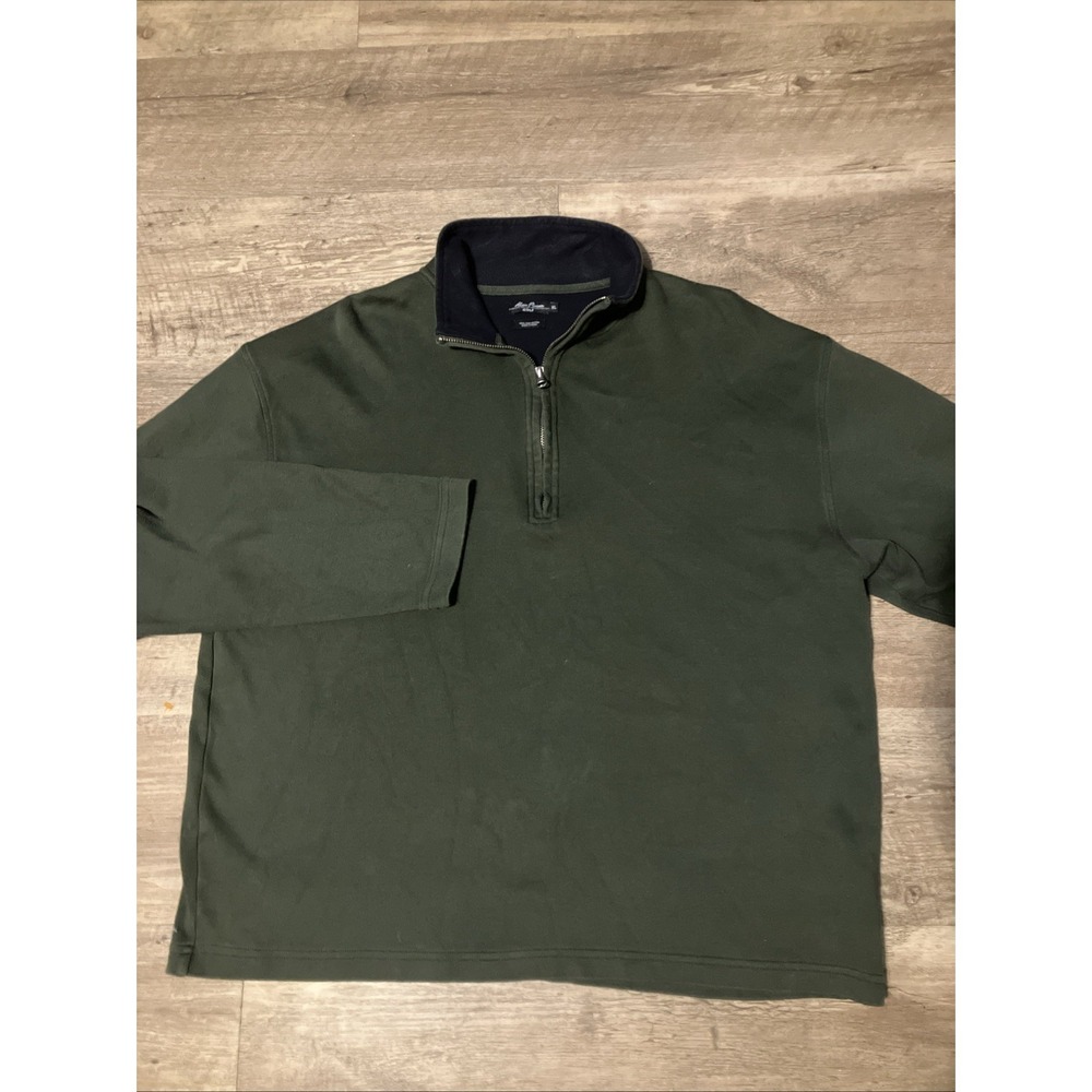 Alan Flussser Men's‎ quarter zip pullover long sleeve XL Green Pima Cotton